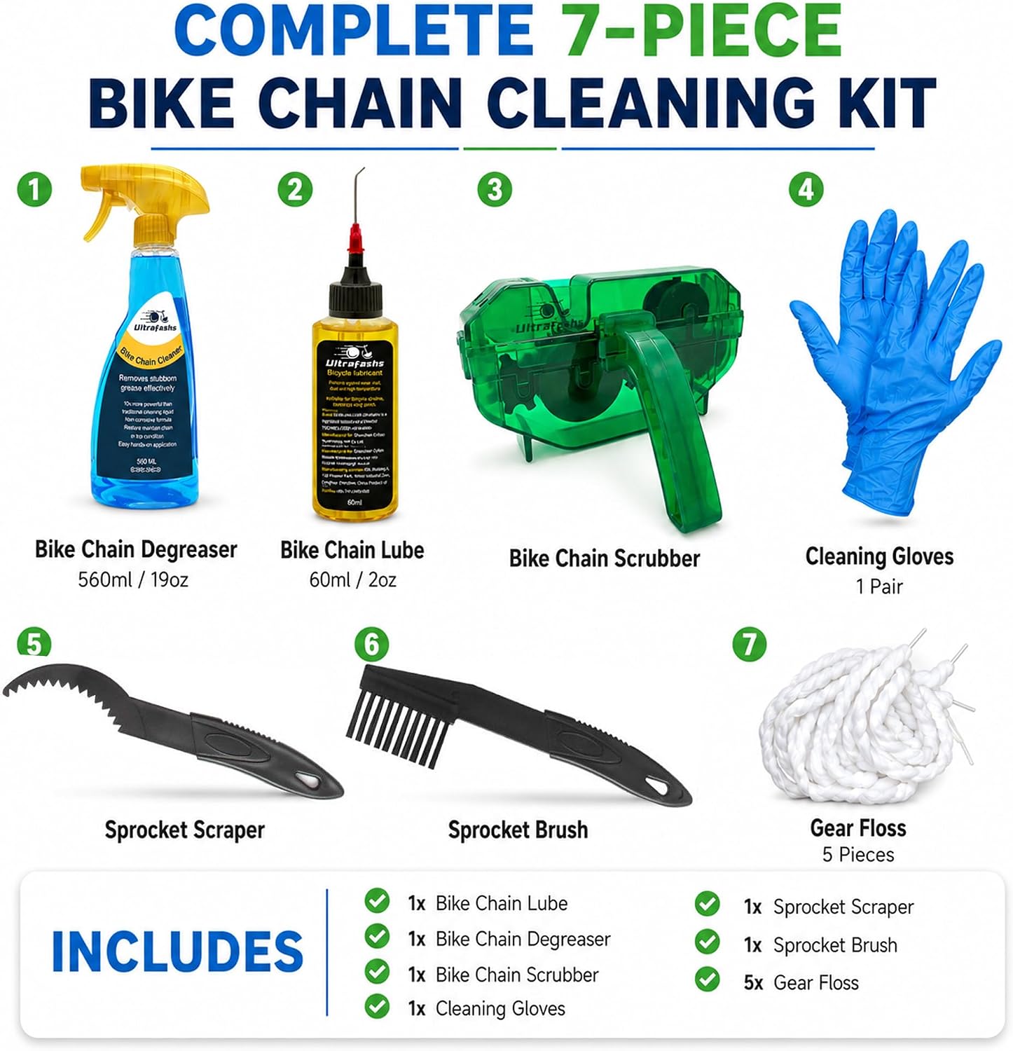 Bike Chain Cleaner Kit with Bicycle Chain Degreaser,Scrubber,Lubricant