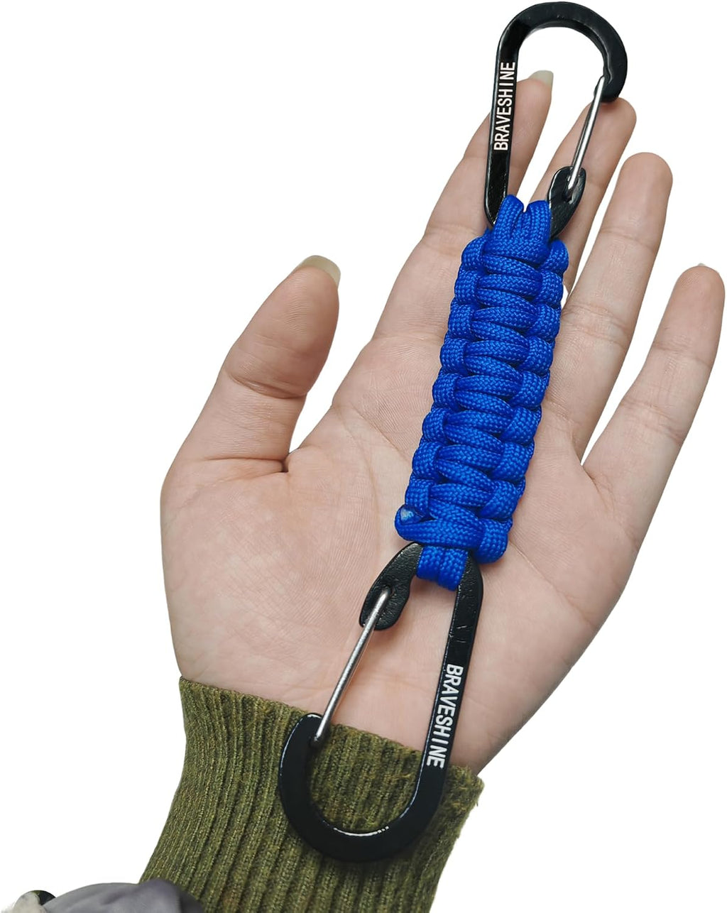 BRAVESHINE Paracord Keychain Carabiner Clip | D Ring Hanger Lanyard Hook
