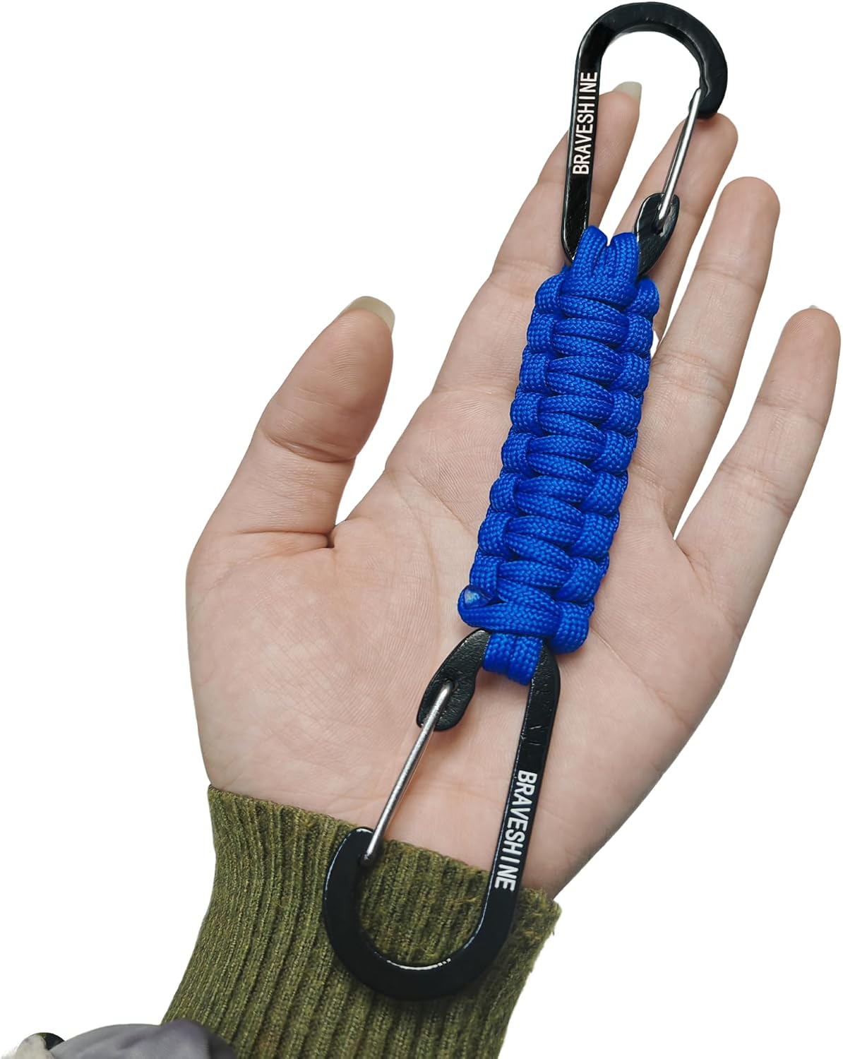 BRAVESHINE Paracord Keychain Carabiner Clip | D Ring Hanger Lanyard Hook