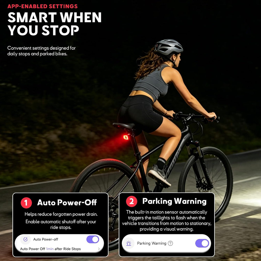 Smart Bike Tail Light, DIY Patterns & Text, USB-C Rechargeable, IPX5