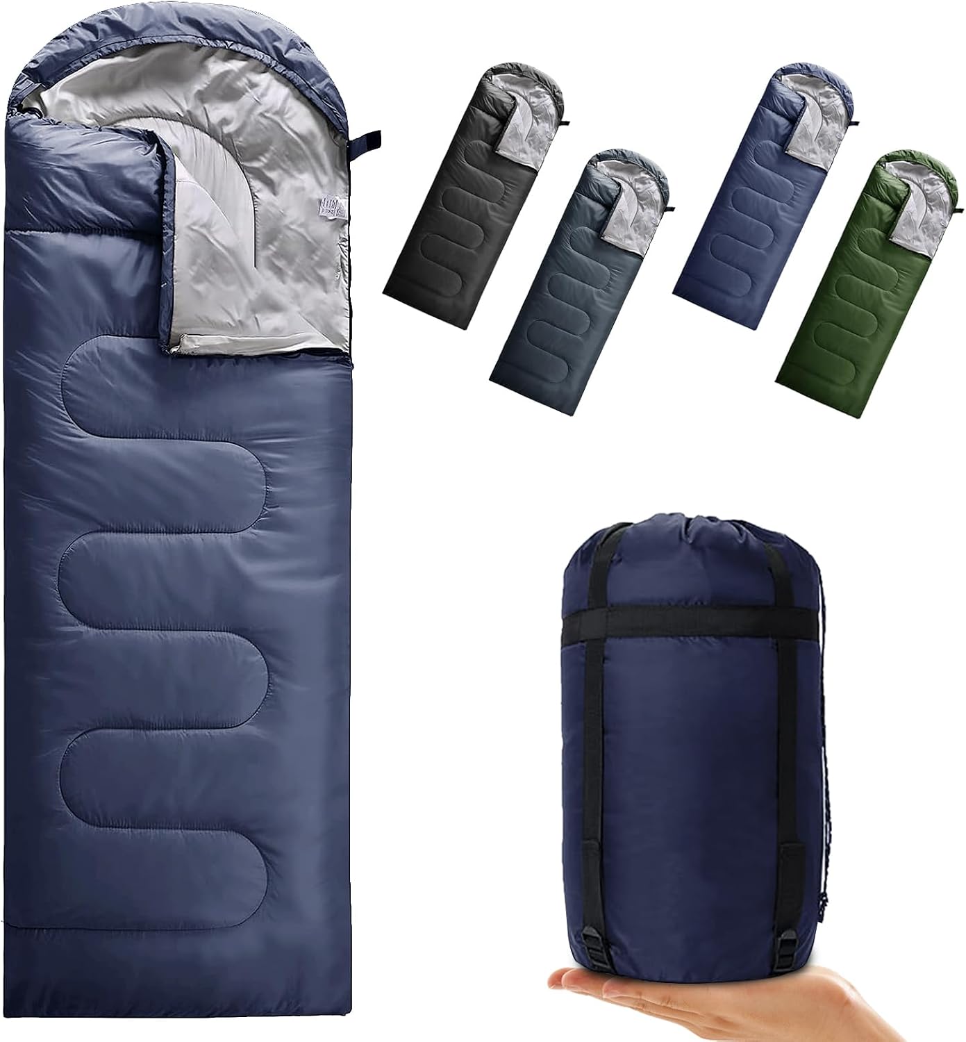 Envelope Camping Sleeping Bag Warm & Cool Weather for Adults