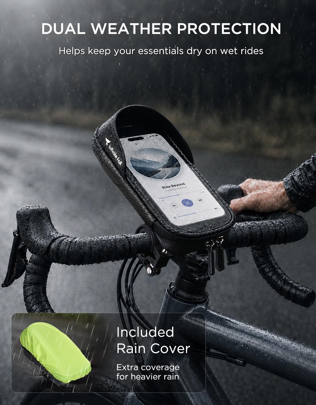 whale fall Bike Phone Holder, Waterproof Handlebar Bag for Phones up to 7"
