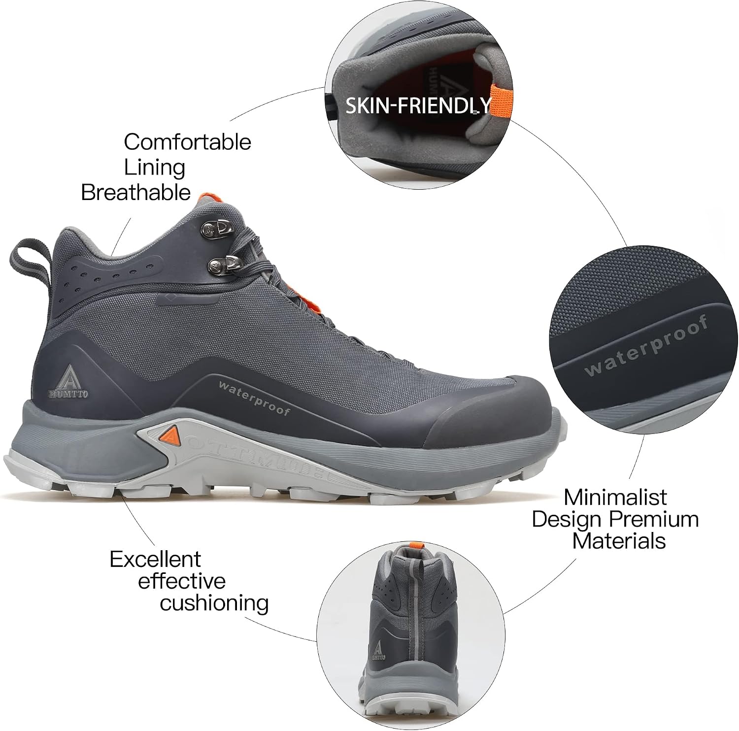 HUMTTO Men's All-Terrain Waterproof Hiking Boots | Lightweight Breathable Comfortable Non-slip Durable Outdoor Ankle Trekking