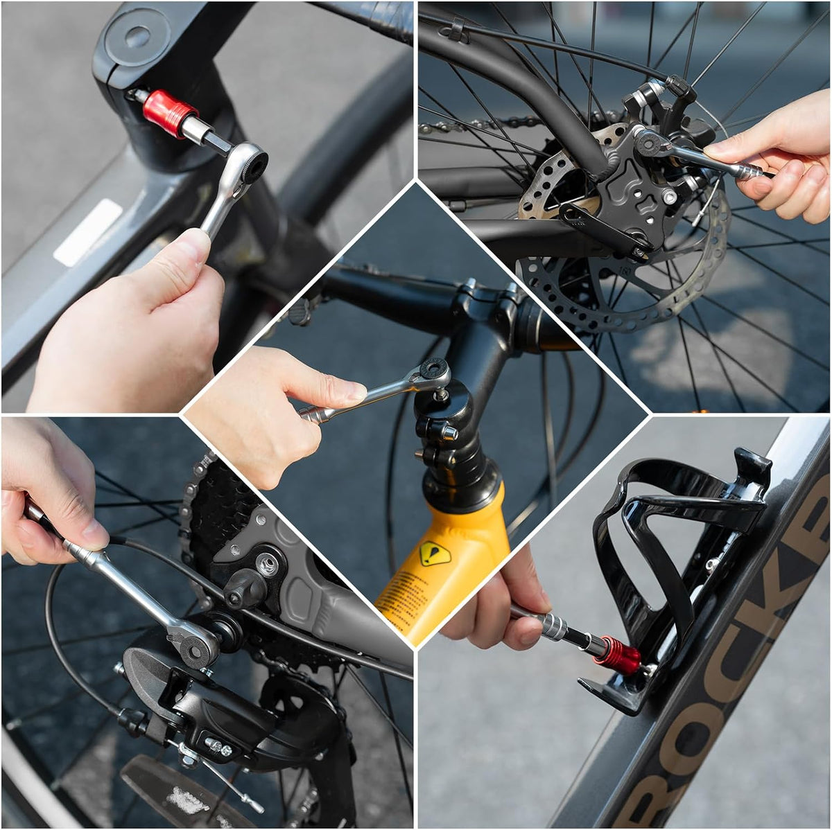 ROCKBROS 14-in-1 Bike Tool Kit Portable Ratchet Wrench 10Bits 2 Tire Levers
