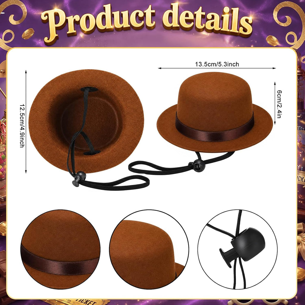 Reginary 3 Pcs Halloween Pet Costume Brown Top Hat Retro Glasses and Bow Tie for Dog Cat Retro Pets Cosplay Accessories Chocolate Sweet Candy Movie Character Dress up for Halloween Party