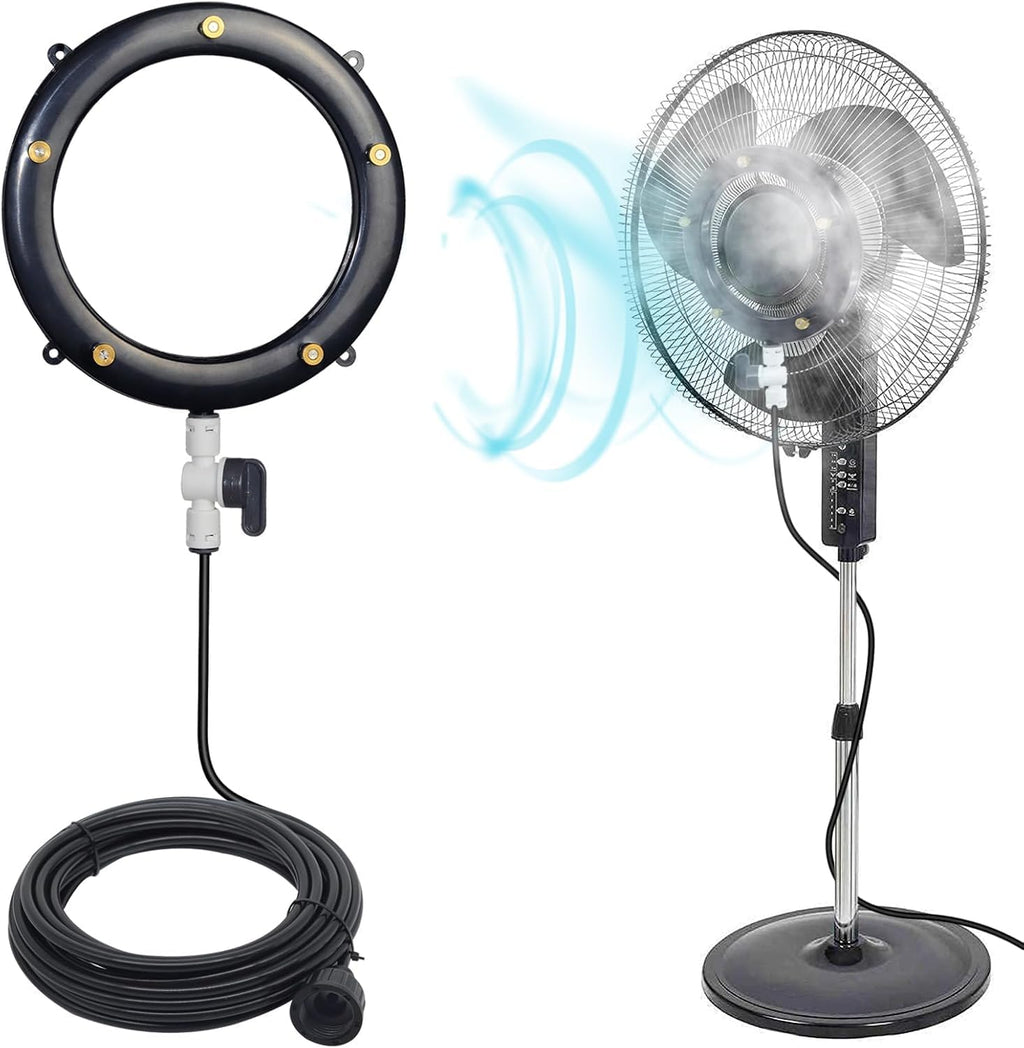 Tesmotor Stand Misters for Outside Patio, Standing Misters with Adjustable 46in Height, 5 Brass Nozzles and 26FT Line, Standing Misting Cooling System for BBQ, Patio, Pool, and Outdoor Water Fun