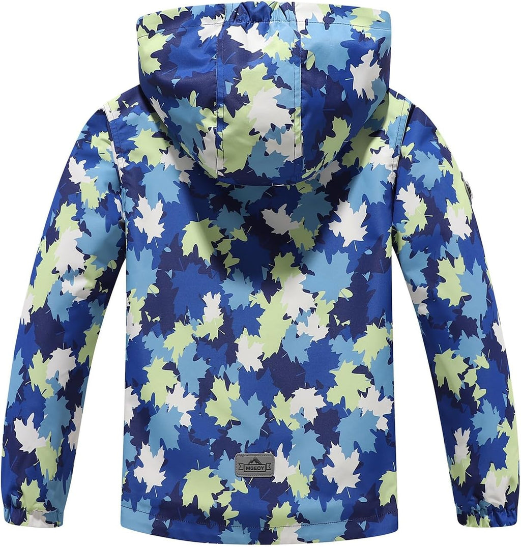 MGEOY Kids Rain Jacket, Waterproof Lightweight Hooded Windbreaker for Boys Girls 4-16Y