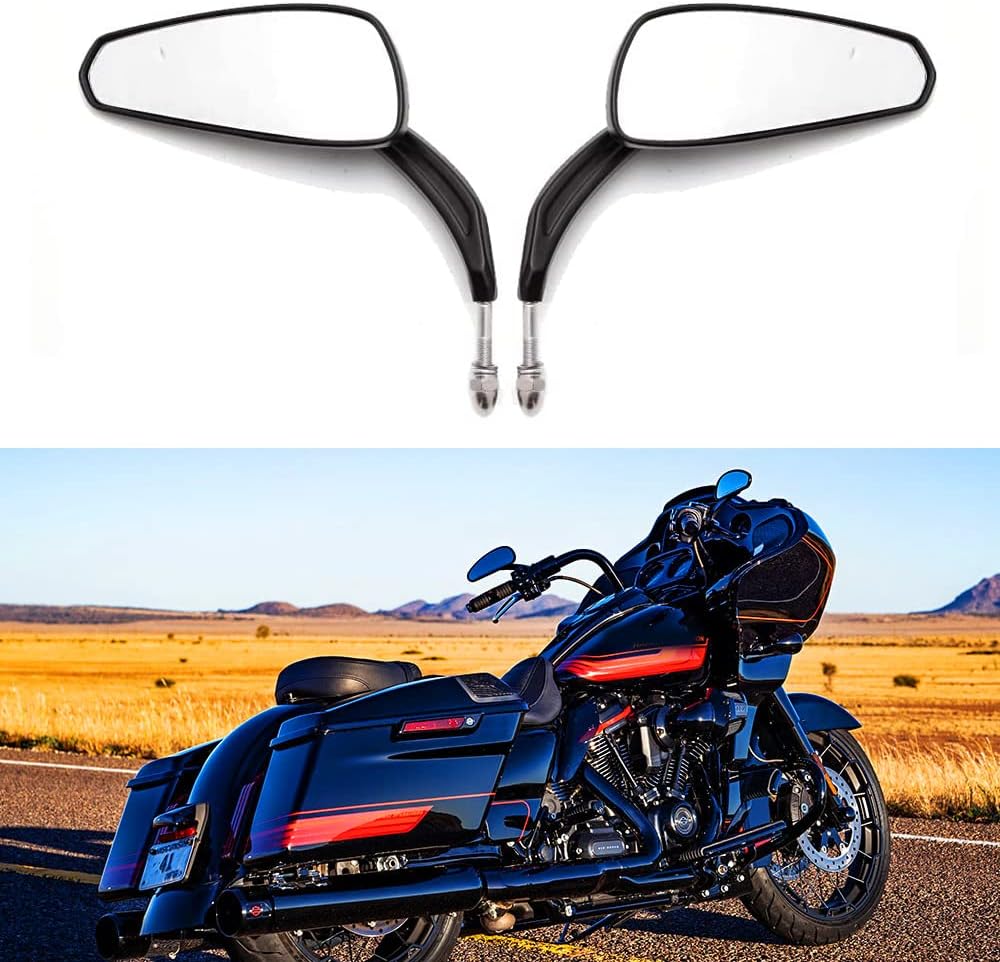 DREAMIZER Sportster Mirrors Compatible with Harley Road King Street Electra Glide Dyna Softail Road Glide Motorcycle Rearview 1982-2026 (Black Irregular)