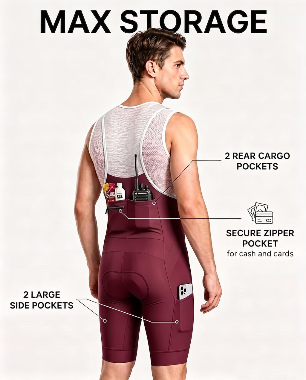 CEROTIPOLAR Men's Cycling Bib Shorts with 4D MaxCool Pad, Ergonomic Cut
