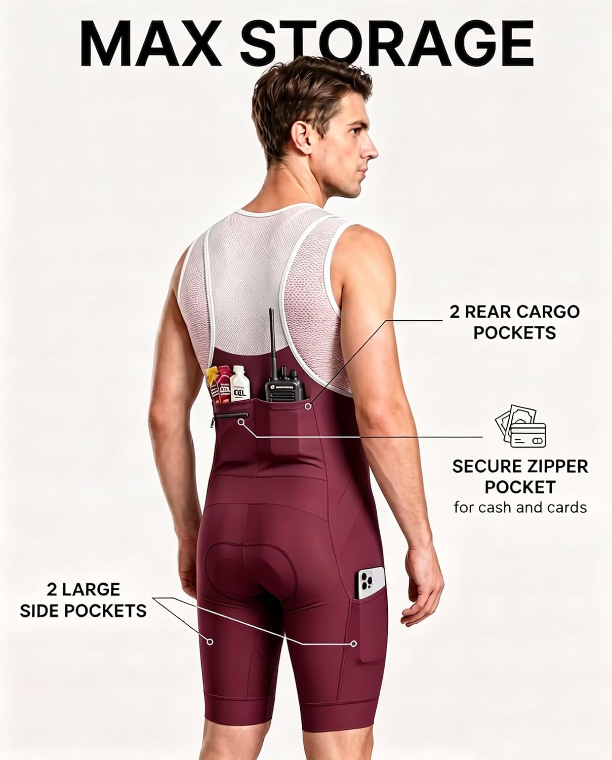 CEROTIPOLAR Men's Cycling Bib Shorts with 4D MaxCool Pad, Ergonomic Cut