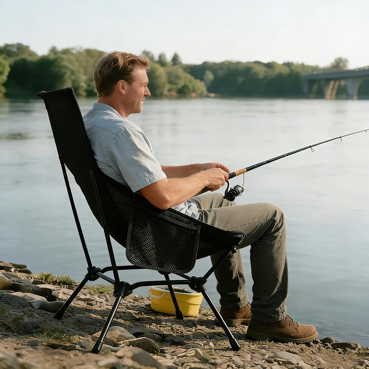2 Pack High Back Camping Chair, 2-in-1 Height Adjustable, Heavy Duty