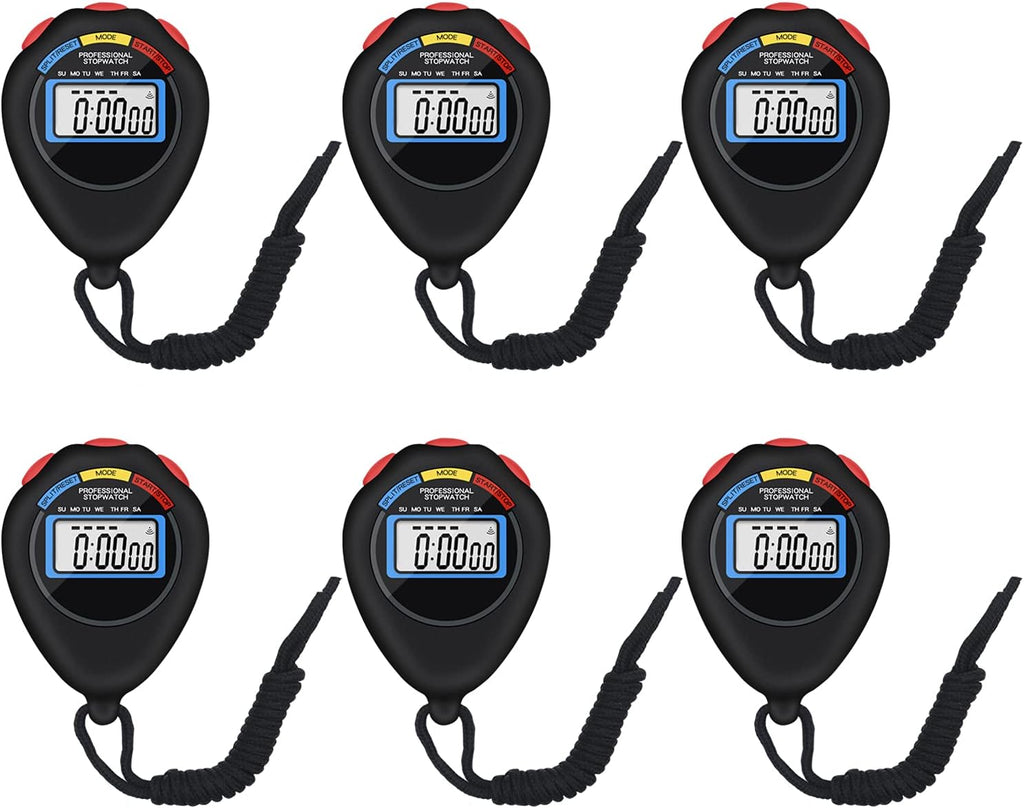 Pgzsy 12 Pack Multi-Function Electronic Digital Sport Stopwatch Timer, Large Display with Date Time and Alarm Function,Suitable for Sports Coaches Fitness Coaches and Referees