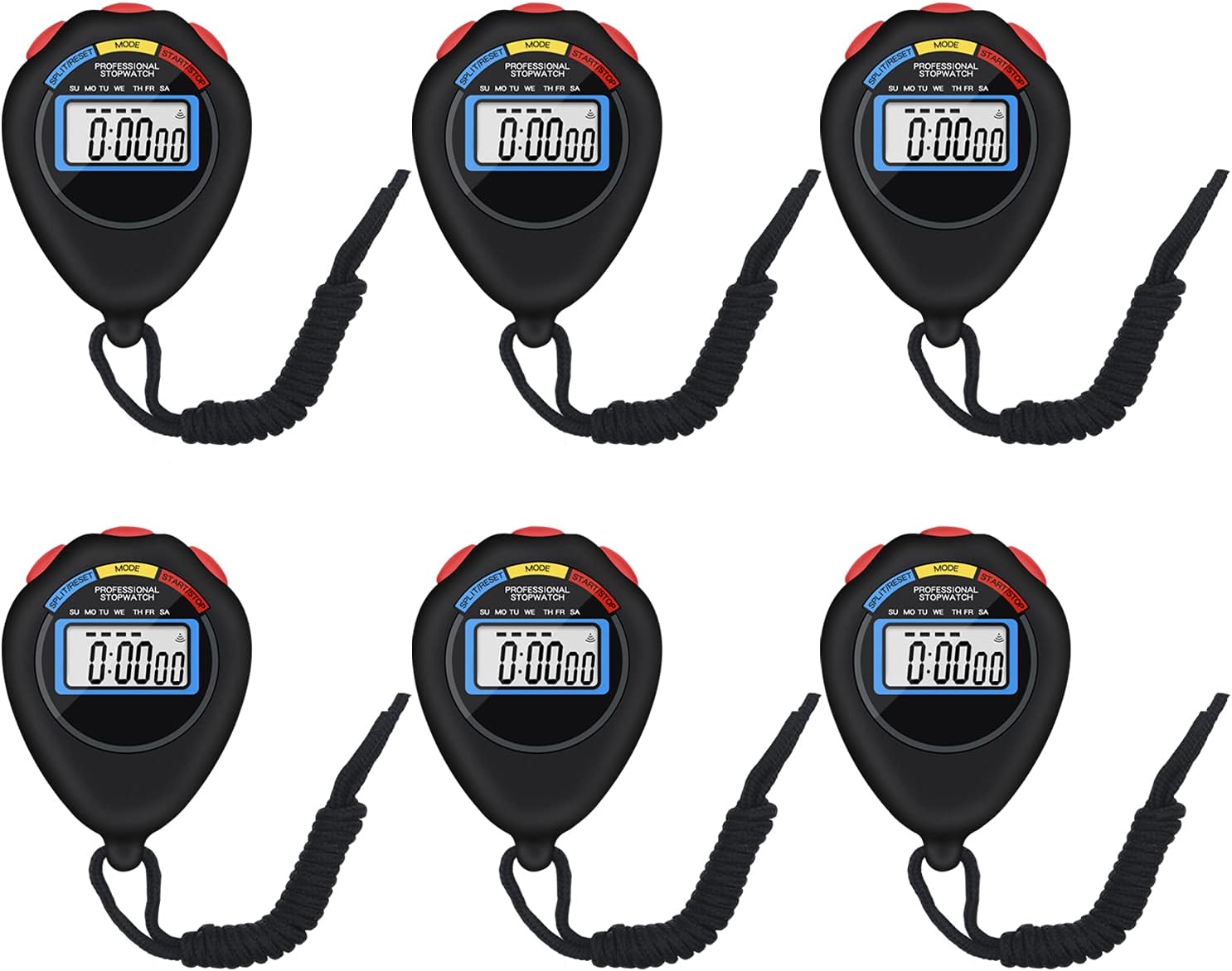 Pgzsy 12 Pack Multi-Function Electronic Digital Sport Stopwatch Timer, Large Display with Date Time and Alarm Function,Suitable for Sports Coaches Fitness Coaches and Referees