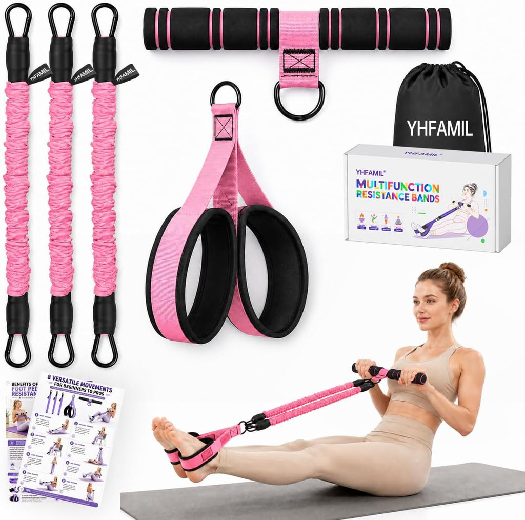 Resistance Bands with Handles for Women, Body Sculpting Workout System, Adjustable Resistance Bands for Home Office Travel, Glutes Legs Waist Full Body Training, Foot Pedal, Carry Bag, Gift for Her