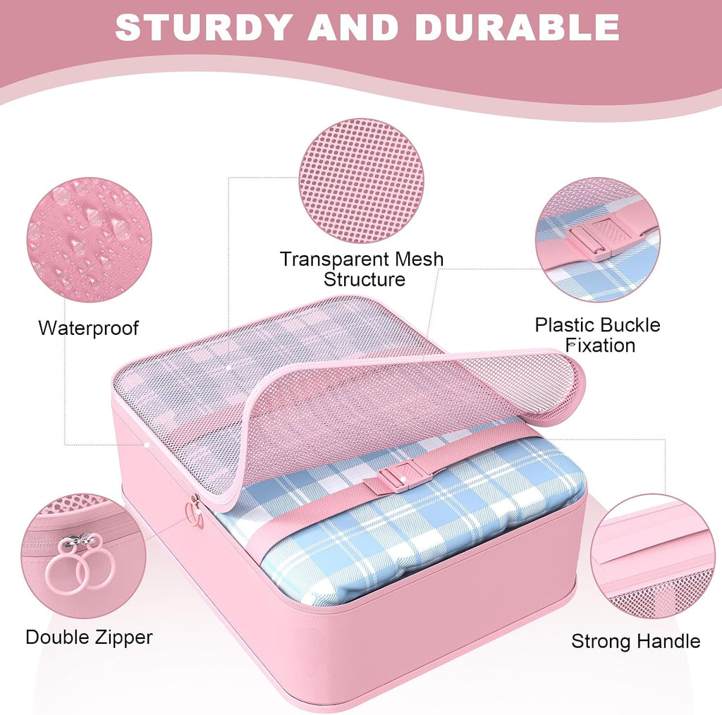 8 Set Packing Cubes for Travel, Suitcase Organizer Bags for Luggage (Pink)