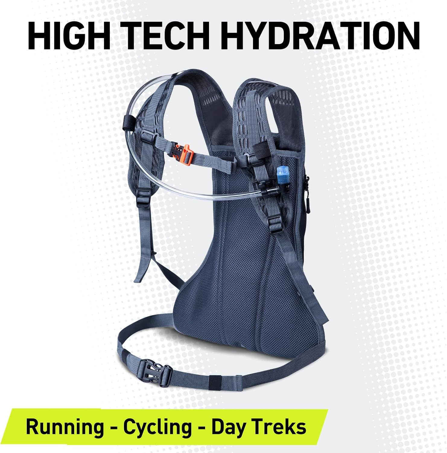 VibrelliVibrelli Hydration Backpack & 2L Hydration Bladder - High Flow Bite Valve - Hydration Pack for Cycling, Running, Hiking