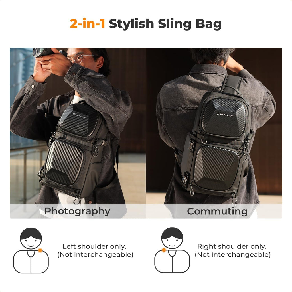 K&F CONCEPT Hardshell Camera Sling Bag, 10L EVA Case with Tripod Holder