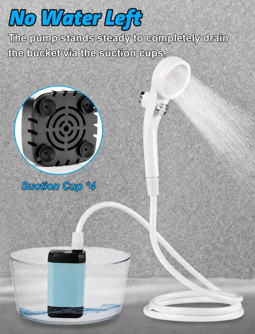 innhom Portable Shower for Camping, 6000mAh Rechargeable Camp Shower Pump with LED Display, IPX7 Waterproof & 2 Spray Modes Electric Outdoor Shower for Hiking, Travel, Car Washing, Pet Bathing