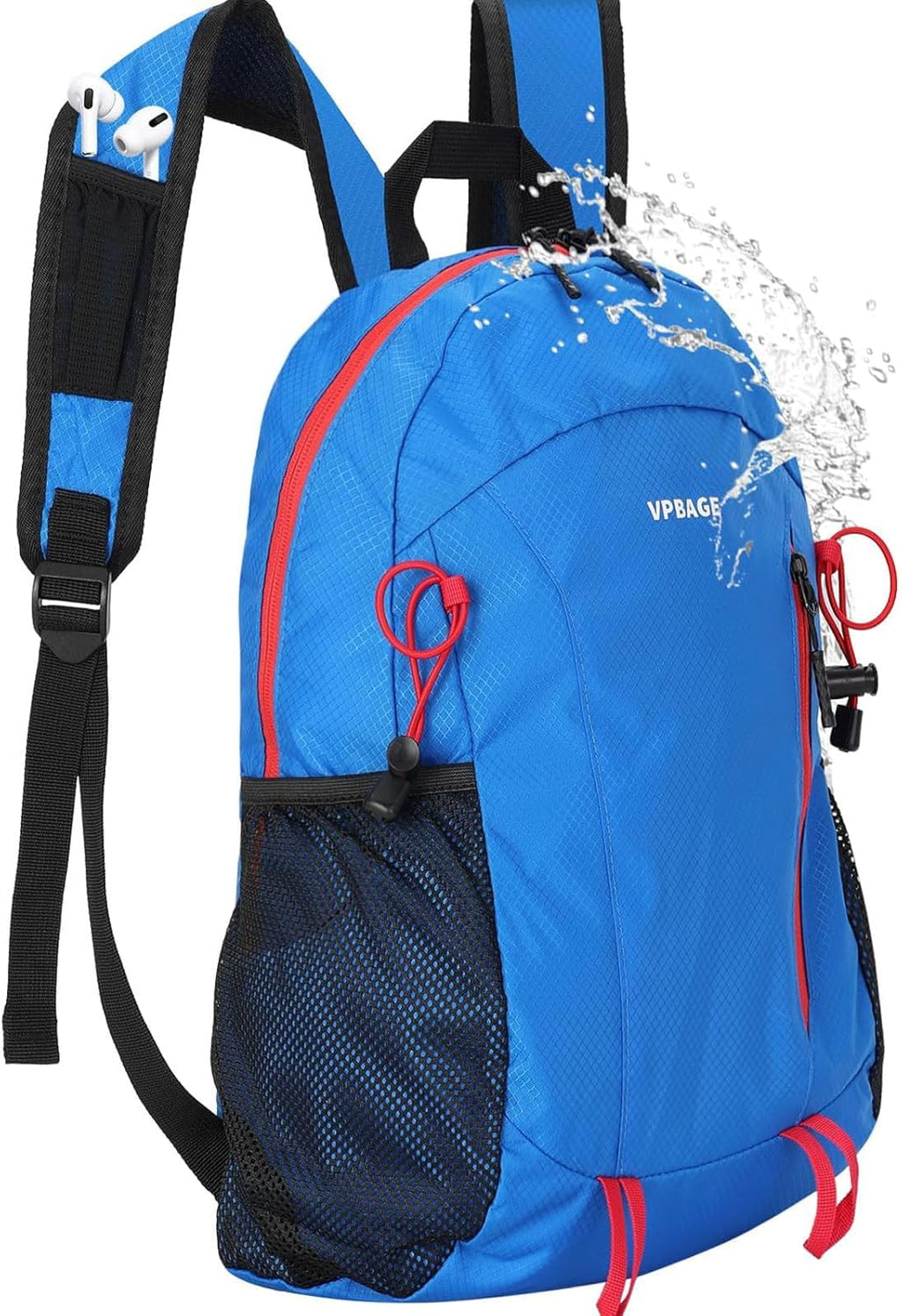 VPBAGE 15L Water-resistant Hiking Daypack for Women, Small Backpack Travel Outdoor, Lightweight Day Pack with Tool Loops