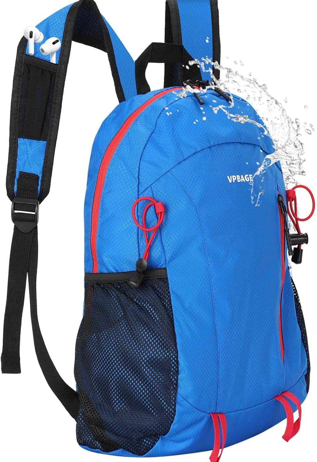 VPBAGE 15L Water-resistant Hiking Daypack for Women, Small Backpack Travel Outdoor, Lightweight Day Pack with Tool Loops