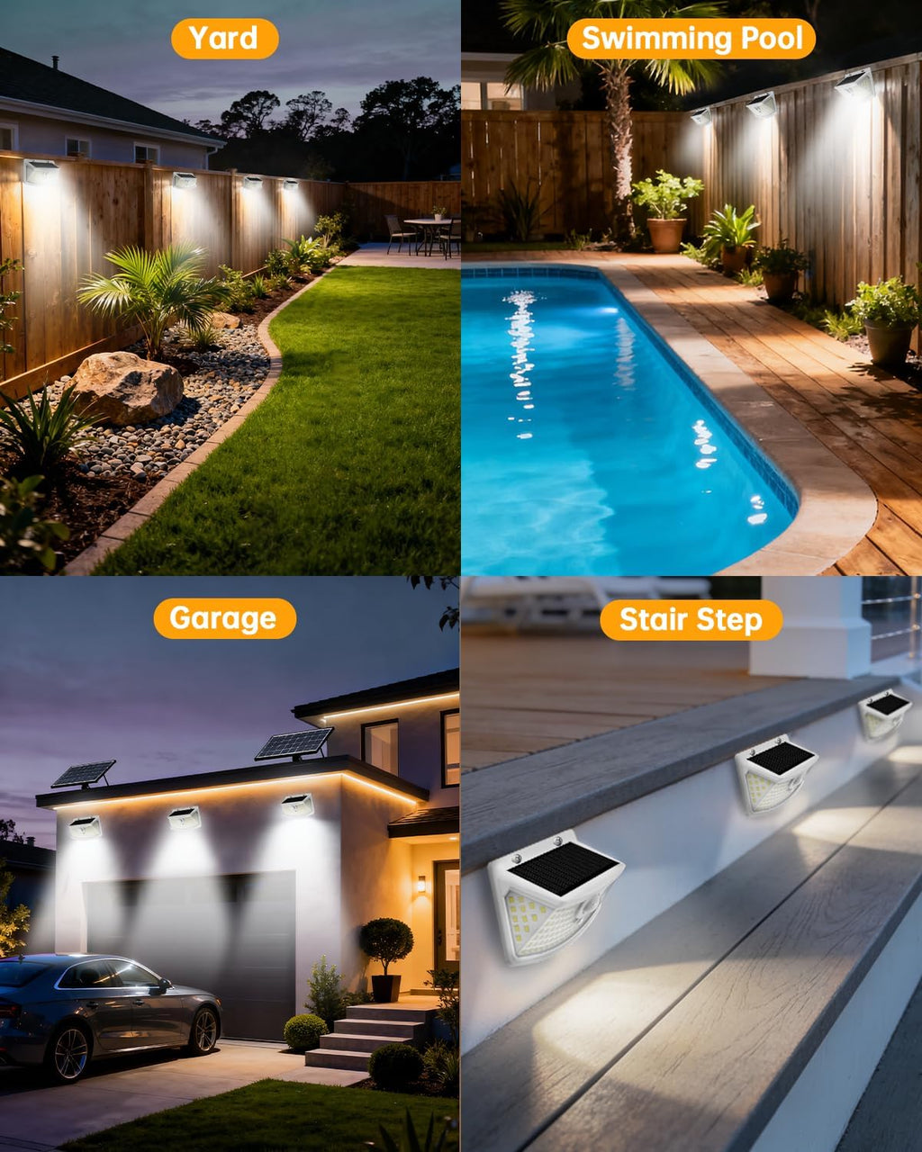 Aootek Solar Motion Sensor Lights Outdoor 120 LEDs, White, 6 Pack