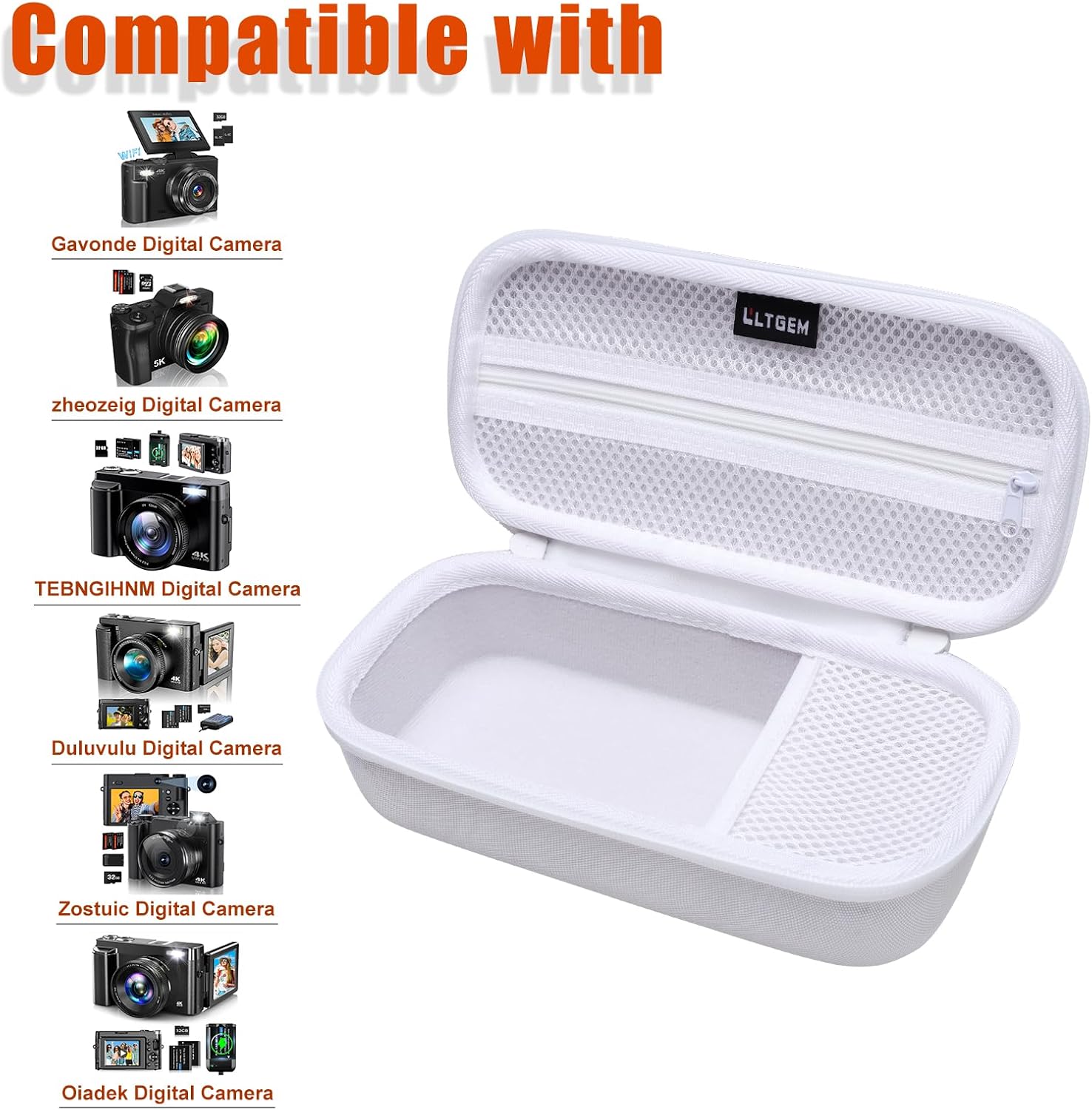 4K Digital Camera Case for Duluvulu/W & O/Gavonde/VJIANGER/FACLAM White