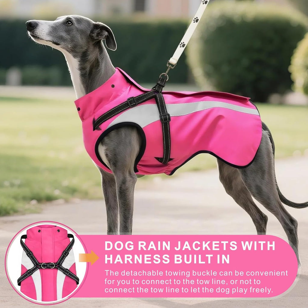 Dog Raincoat Waterproof Raincoats for Dog Reflective Dogs Rain Jackets with Hood Hoodie Pet Rain Poncho Coat for Small Medium Large Dogs Puppies S-XXL (Pink, XL)