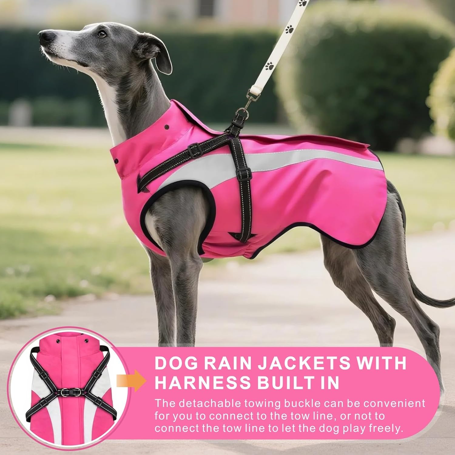 Dog Raincoat Waterproof Raincoats for Dog Reflective Dogs Rain Jackets with Hood Hoodie Pet Rain Poncho Coat for Small Medium Large Dogs Puppies S-XXL (Pink, XL)