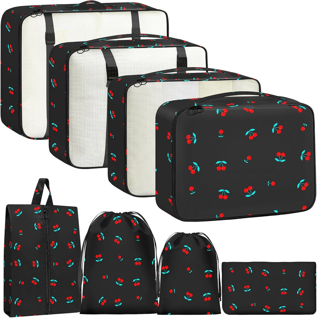 Packing Cubes for Travel 8 Set Luggage Organizer Bags Black Cherry