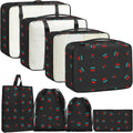 Packing Cubes for Travel 8 Set Luggage Organizer Bags Black Cherry