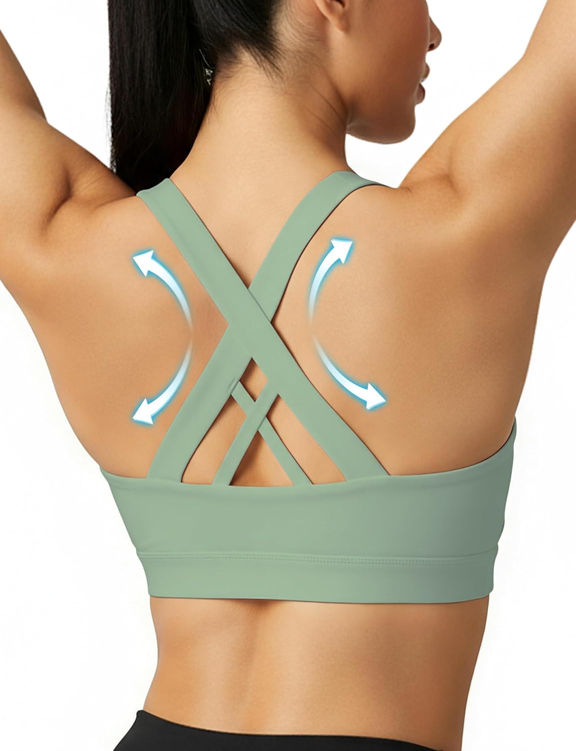 Buauty Sports Bra for Women, Criss Cross Back Medium Support Workout Bras with Removable Cups for Yoga Running Gym