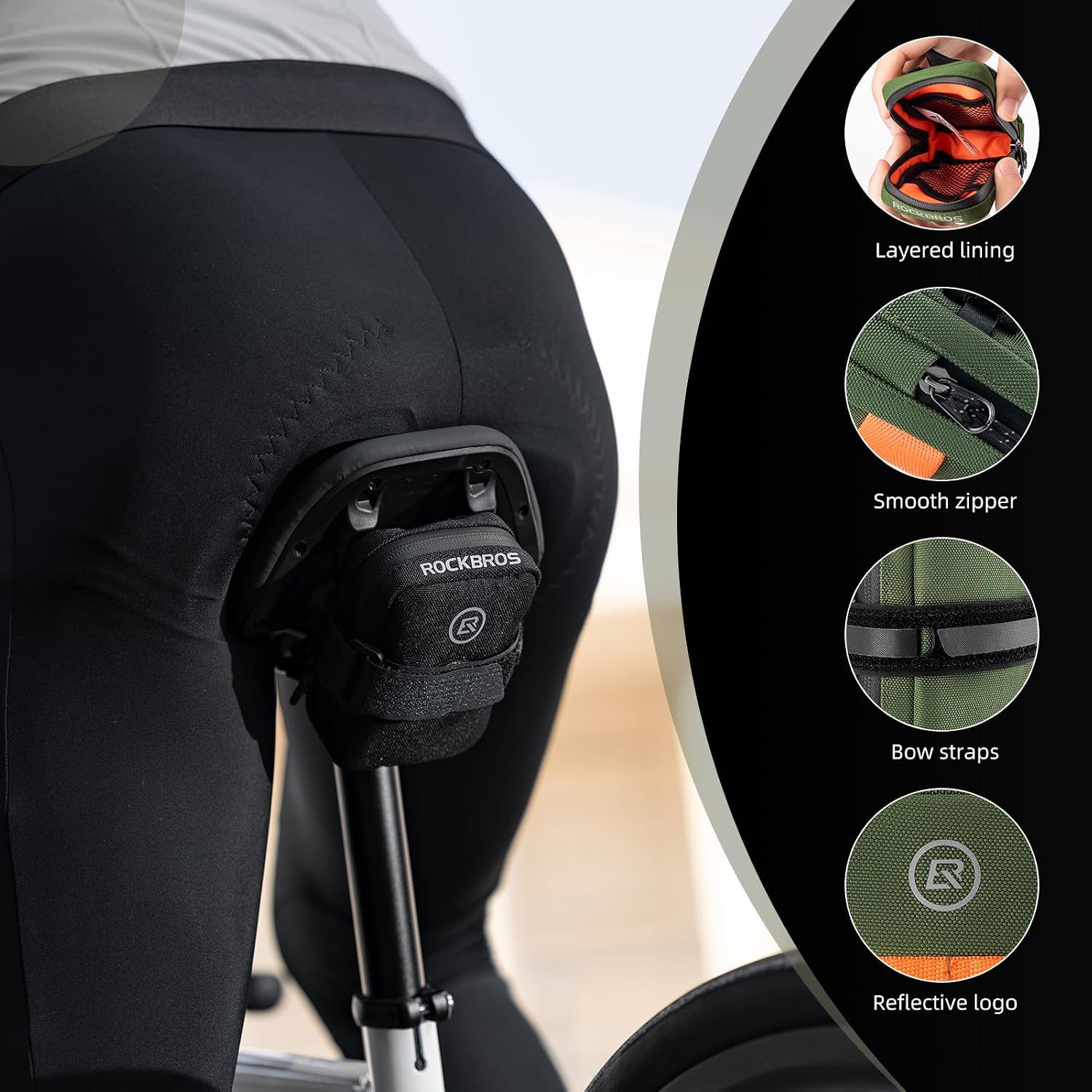 ROCKBROS Bike Saddle Bag, 0.35L Compact Under Seat Bag for Road Bikes
