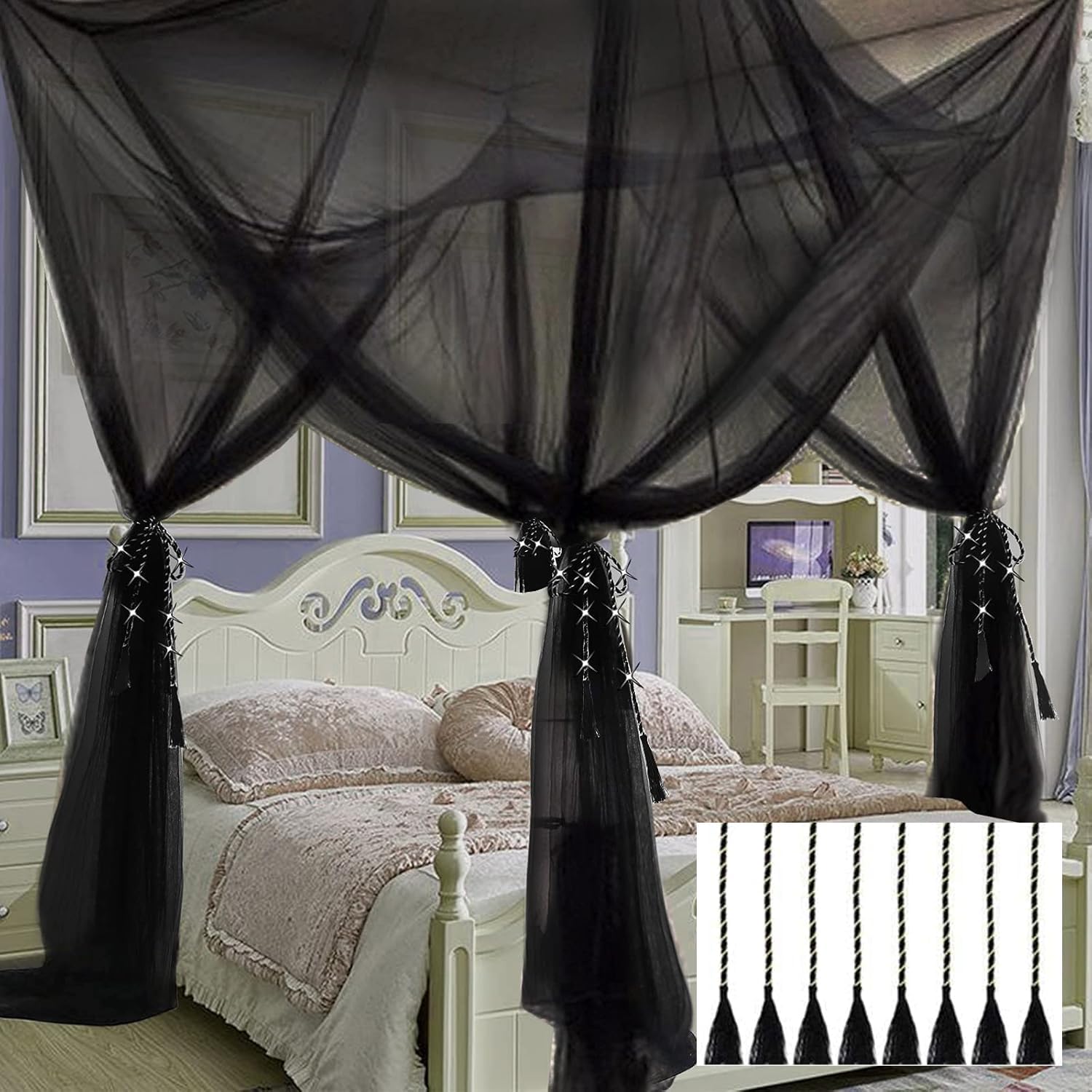 Bed Canopy Curtains Mosquito Net Bed Canopy for Full Queen King Size Bed