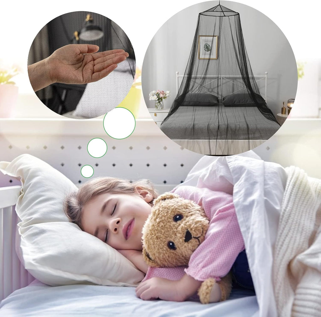 Mosquito Net Bed Canopy for Girls Black Bed Curtains Tent Twin Queen Size