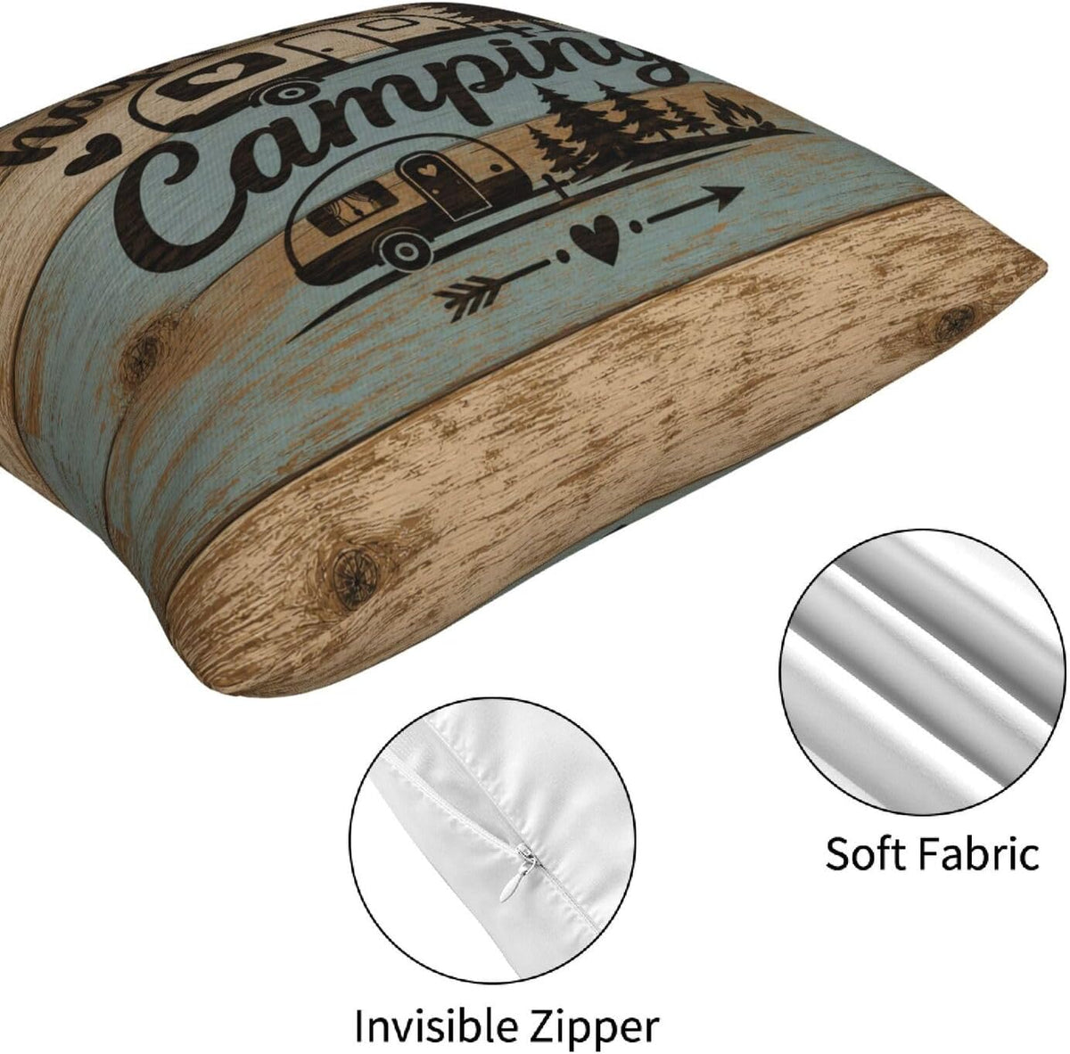 Camping Decorative Throw Pillow Covers 18x18 Inch Set of 4