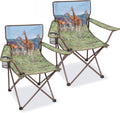 Camping Chairs 2 Pack with Animal Print,Folding Lawn Chair with Cup Holder & Carry Bag for Outdoor,Sports,Beach,Fishing,Sports