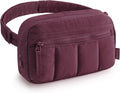 BAGSMART Fanny Packs for Women Cross Body, Quilted Puffy Belt Bag with Pockets, Fashion Waist Packs for Traveling Hiking,Red