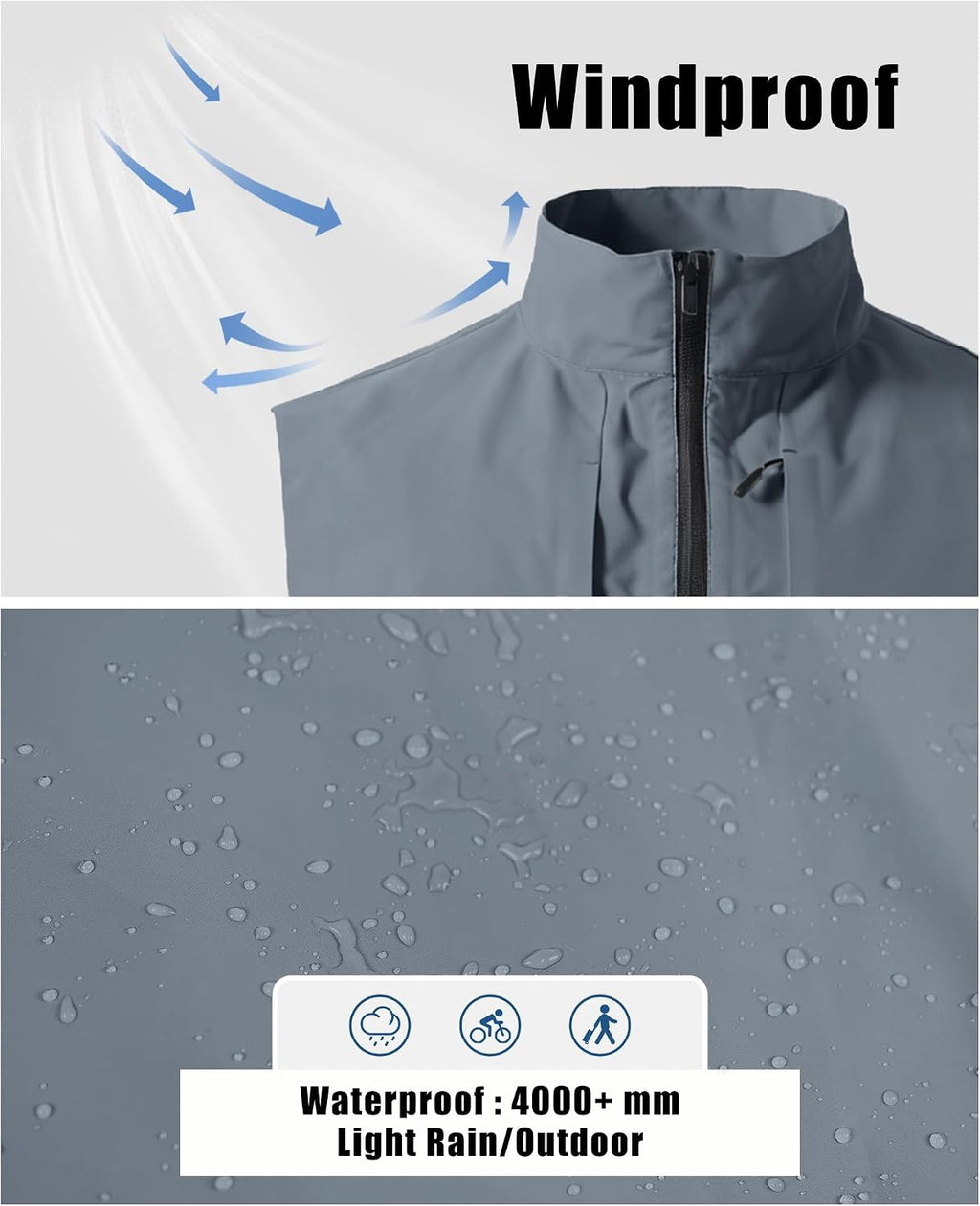 Susclude Men's Quick Dry Lightweight Softshell Vest Windproof Sleeveless Jacket for Fishing Work Golf Hiking Casual Travel