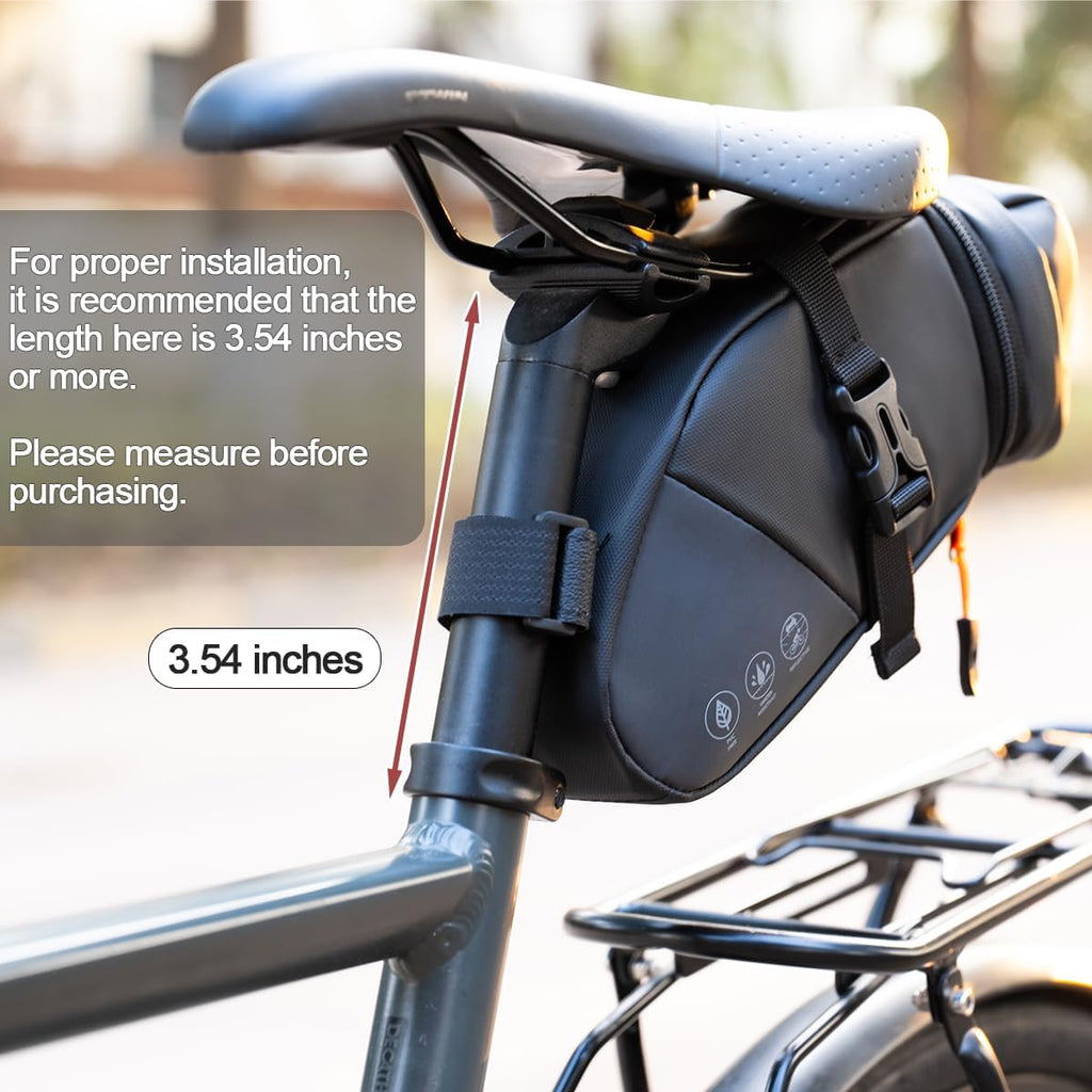Bike Seat Bag, Expandable Bicycle Saddle Bag Under Seat, Waterproof Cycling Seat Pack for Mountain Road Bikes and Commuter, 1.5-2L