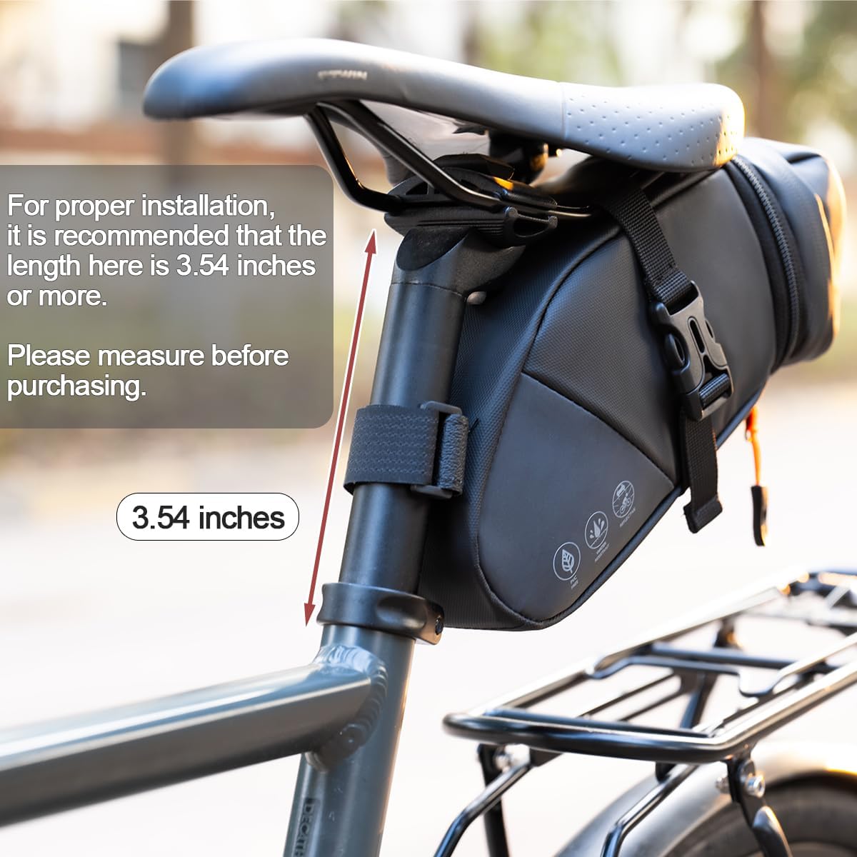 Bike Seat Bag, Expandable Bicycle Saddle Bag Under Seat, Waterproof Cycling Seat Pack for Mountain Road Bikes and Commuter, 1.5-2L