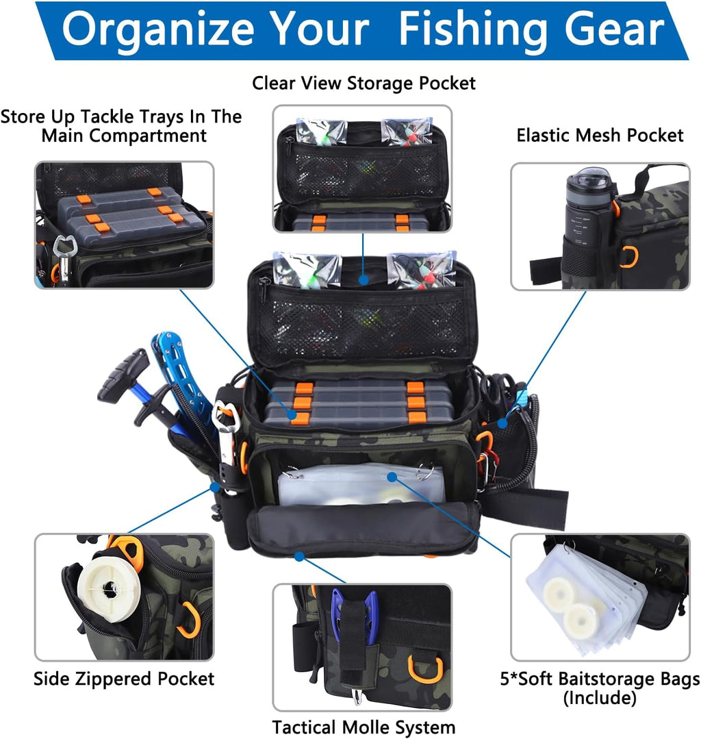 Fishing Tackle Storage Bag with Tackle Box&Tool,Gifts for Men(Green)