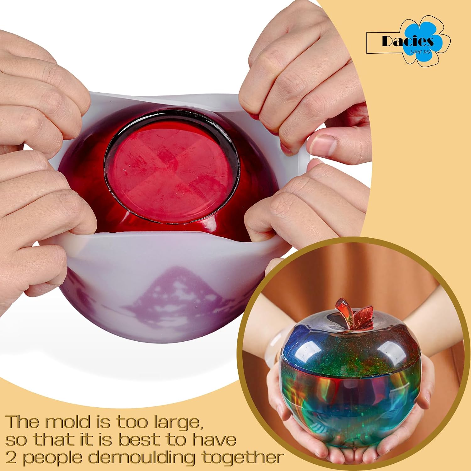 5“ Large Apple Jar Resin Mold, Jar Mold Christmas Epoxy Resin Mold with Lid