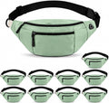 10 Pack Light Green Fanny Packs Bulk for Men and Women, Crossbody Waist Bag