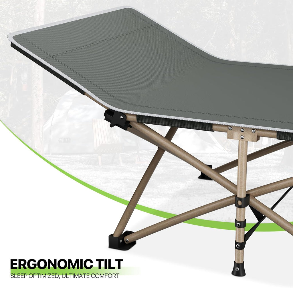 Magshion 75" Camping Cot for Adults, Folding Sleeping Cot, Lightweight Portable for Outdoor Camping with Detachable Pillow and Side Pocket for Travel Home Office Picnic, Supports 360 lbs, Gray