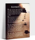Footprints in the Sand Wall Art Decor, Footprints in the Sand Canvas Prints Wall Art, Inspirational Christian Poem Wall Poster Gift, Beach Picture Wall Art for Living Room Beach Office 28"Wx40"HInches