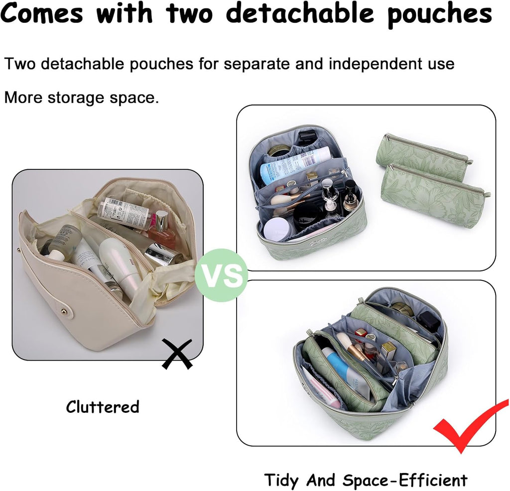 BOYATU Travel Makeup Bags Cosmetic Organizer Bag: 3-Set Make up Bag