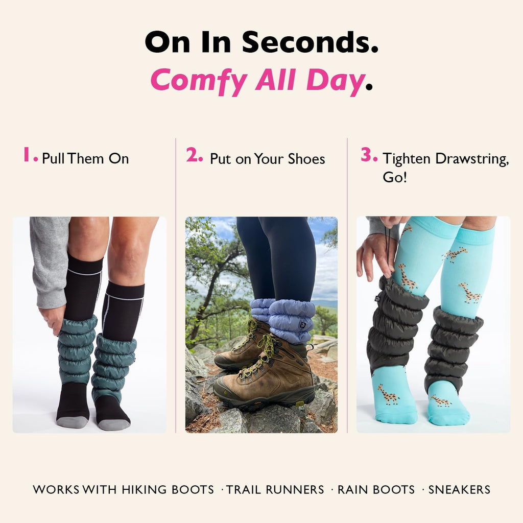 Hikas Gaiters - One Size Water Resistant Ankle Gaiters for Hiking, Snow, Mud, Sand & Tick Protection, Cozy Recycled Lightweight Outdoor Cuffs for Boots & Sneakers