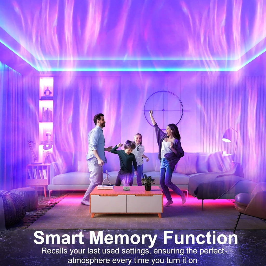 HUMIIEYE Northern Light Projector, Battery Operated Aurora Night Light, 16 Colors Galaxy Lamp Ocean Wave Ceiling Projector Mood Ambient Lighting for Bedroom Party Adults Kids Room Toddler Girl Gift