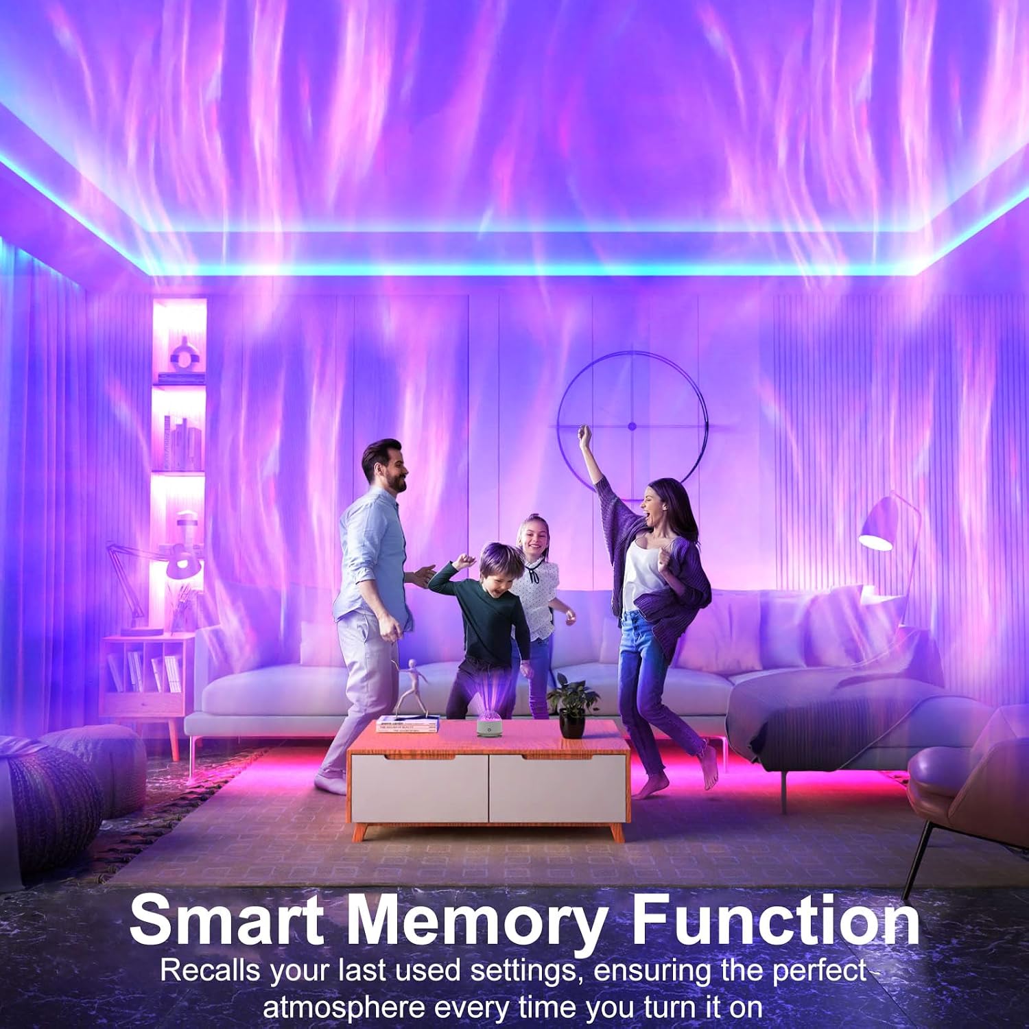 HUMIIEYE Northern Light Projector, Battery Operated Aurora Night Light, 16 Colors Galaxy Lamp Ocean Wave Ceiling Projector Mood Ambient Lighting for Bedroom Party Adults Kids Room Toddler Girl Gift