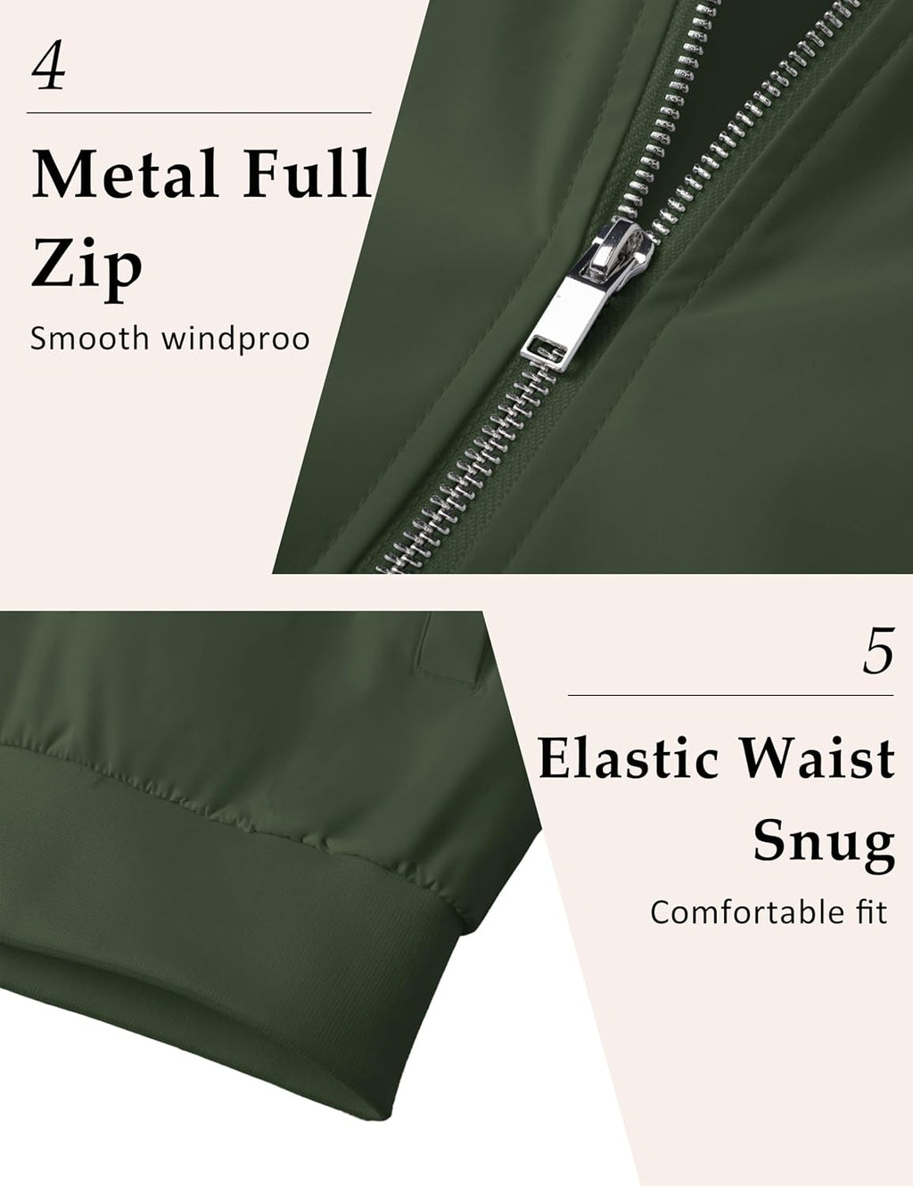 MAGCOMSEN Bomber Jacket Men Light Jacket Windproof Windbreaker Jacket Lightweight Bomber Jacket Casual Army Green M